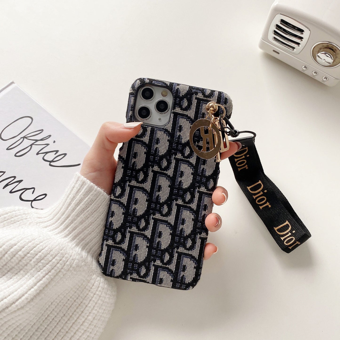 Módní pouzdro na iPhone s páskem černé-GS240315