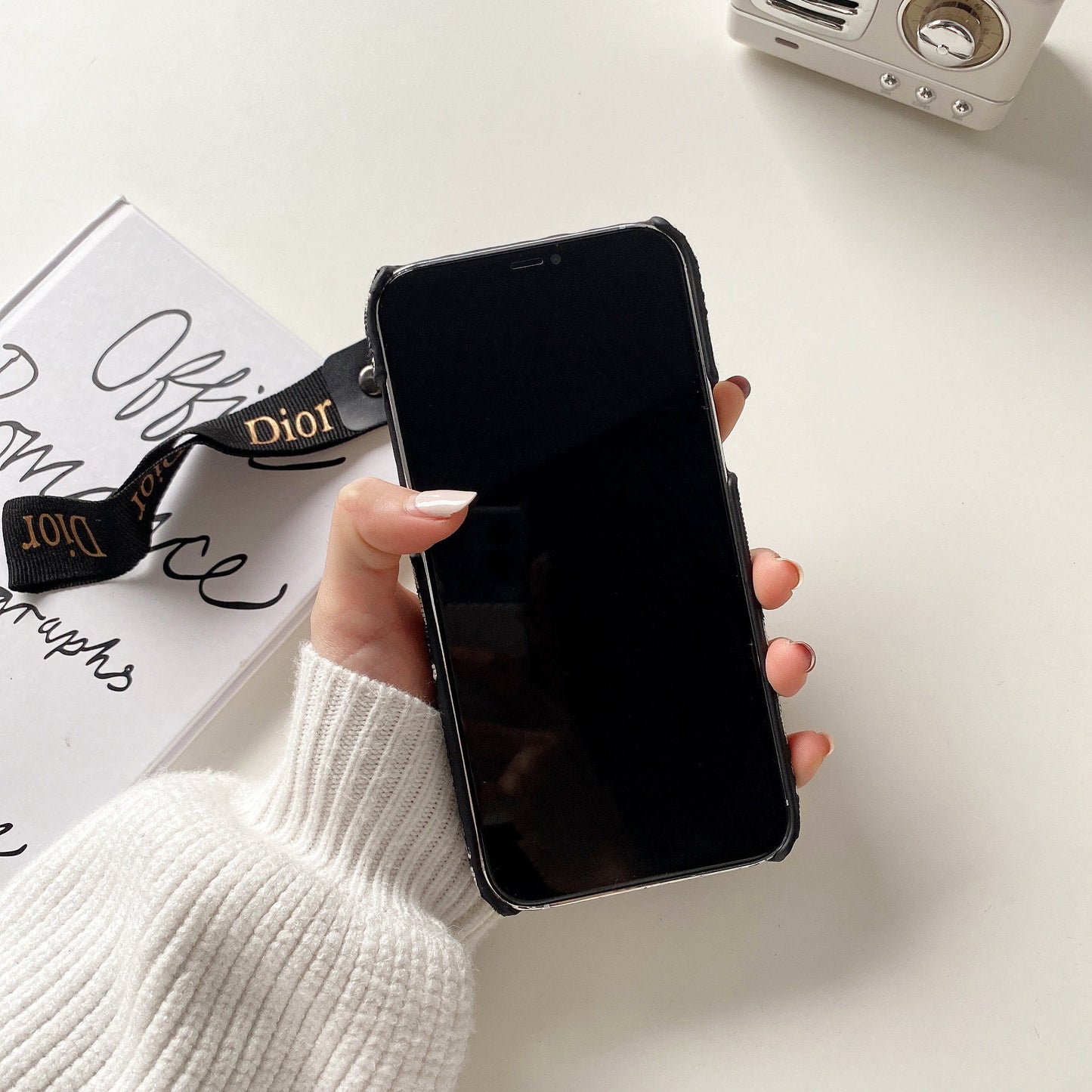 Módní pouzdro na iPhone s páskem černé-GS240315