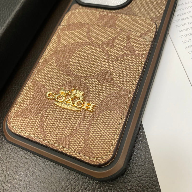 Klasické pouzdro na iPhone s držákem na kartu Coffee -KB241416
