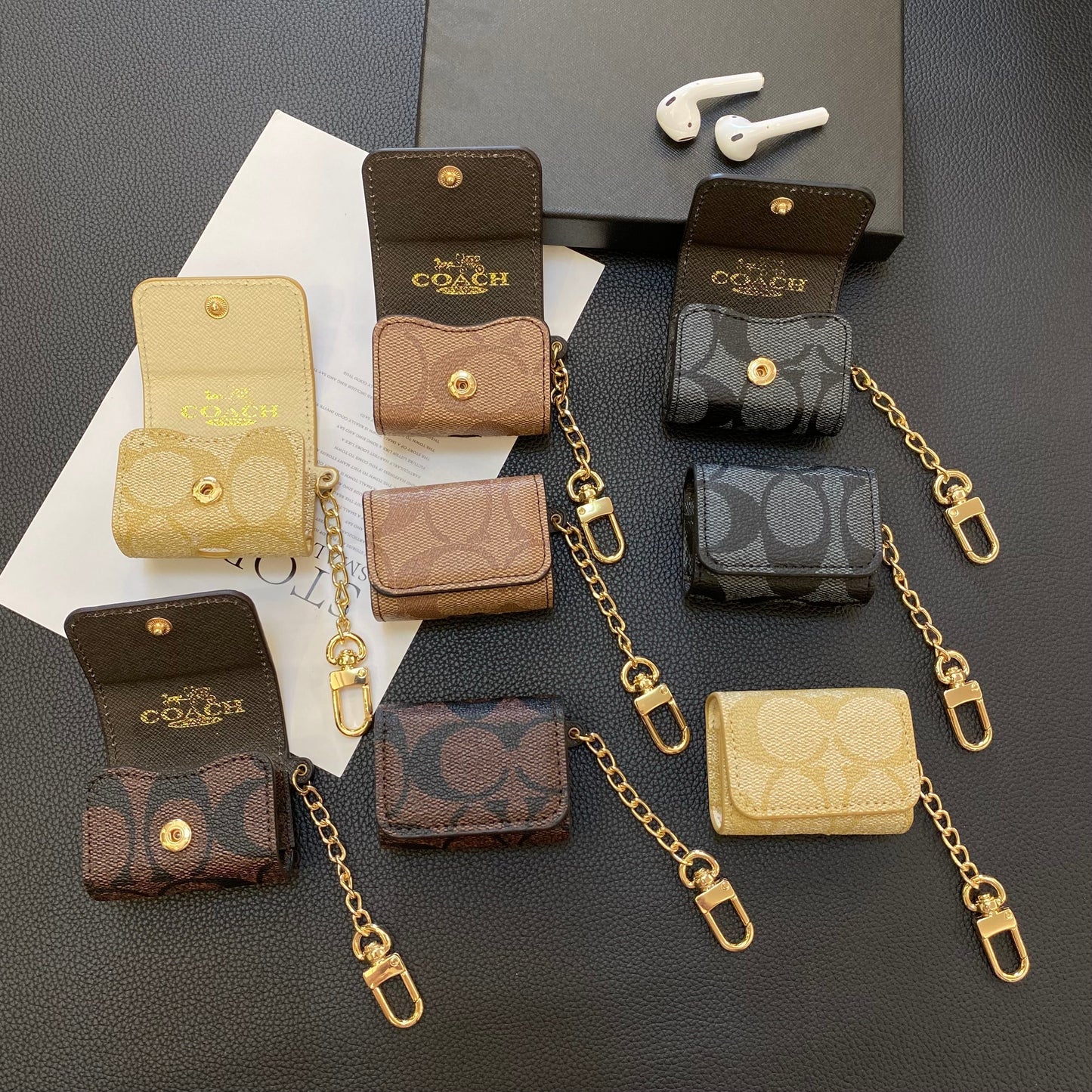 Luxusní pouzdra na sluchátka Coach AirPods 3. generace Tmavě hnědá-YH240425
