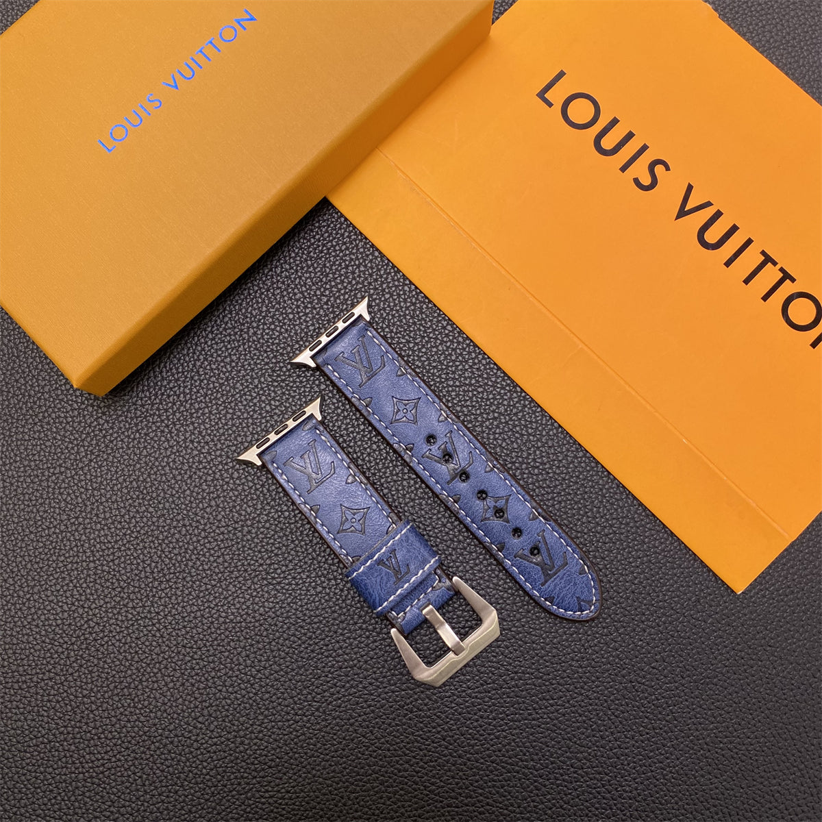 Kožené řemínky s monogramem Apple Watch Kožené modré-YH24422