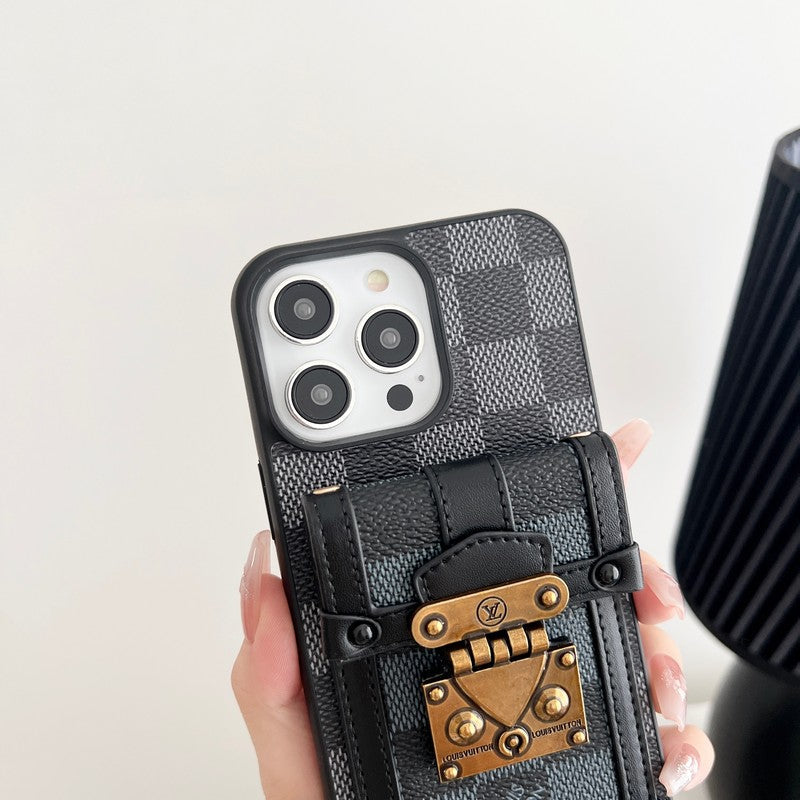 Luxusní černé & Bílé pouzdro na iPhone Crossbody Chain