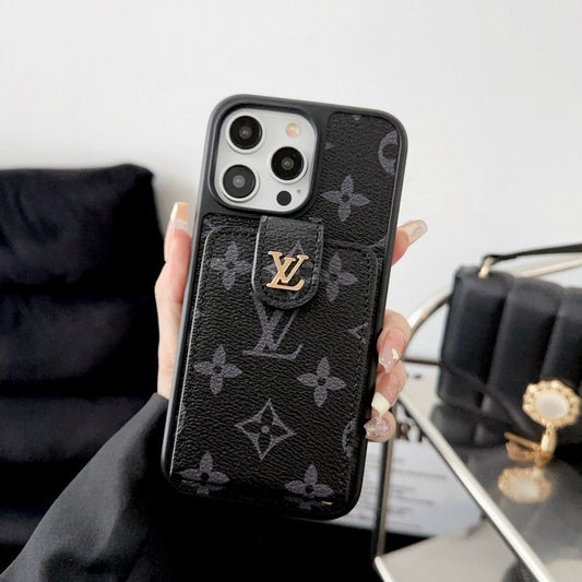 Lyxig svart & Vit kortväska iPhonefodral
