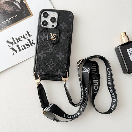 Lyxig svart & Vit Crossbody Card Bag iPhone-fodral
