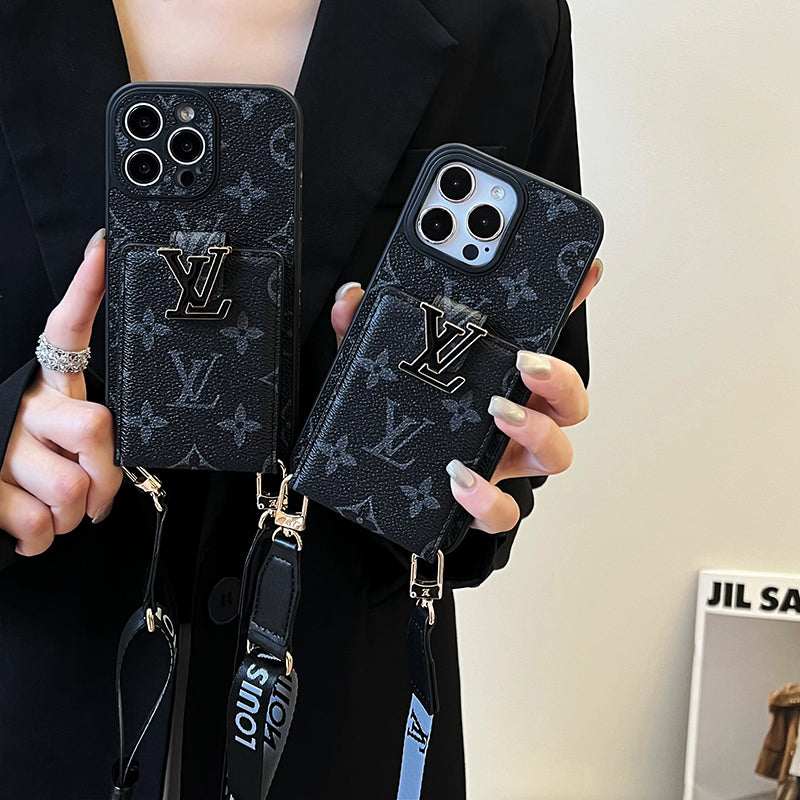 Luxusní Card Bag Řetízkové černé pouzdro na iPhone