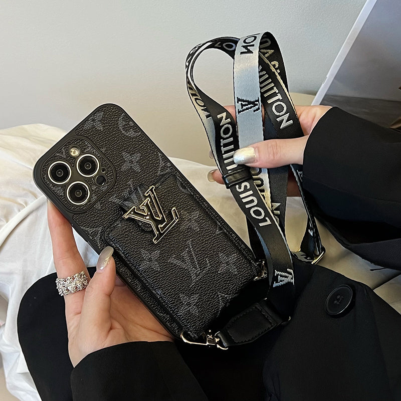Luxusní Card Bag Řetízkové černé pouzdro na iPhone