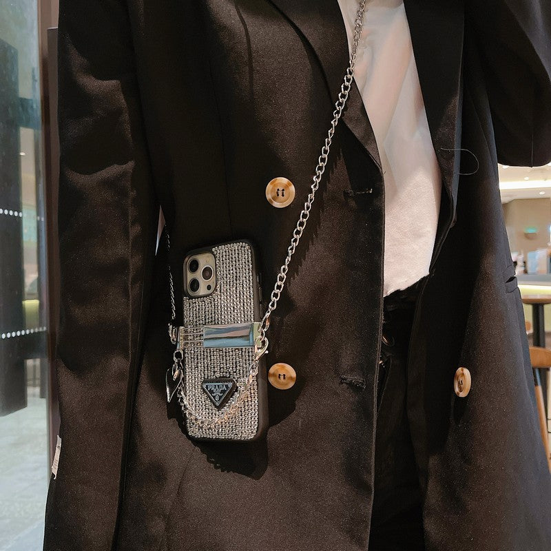 Luxusní Diamond Crossbody Chain pouzdro na iPhone
