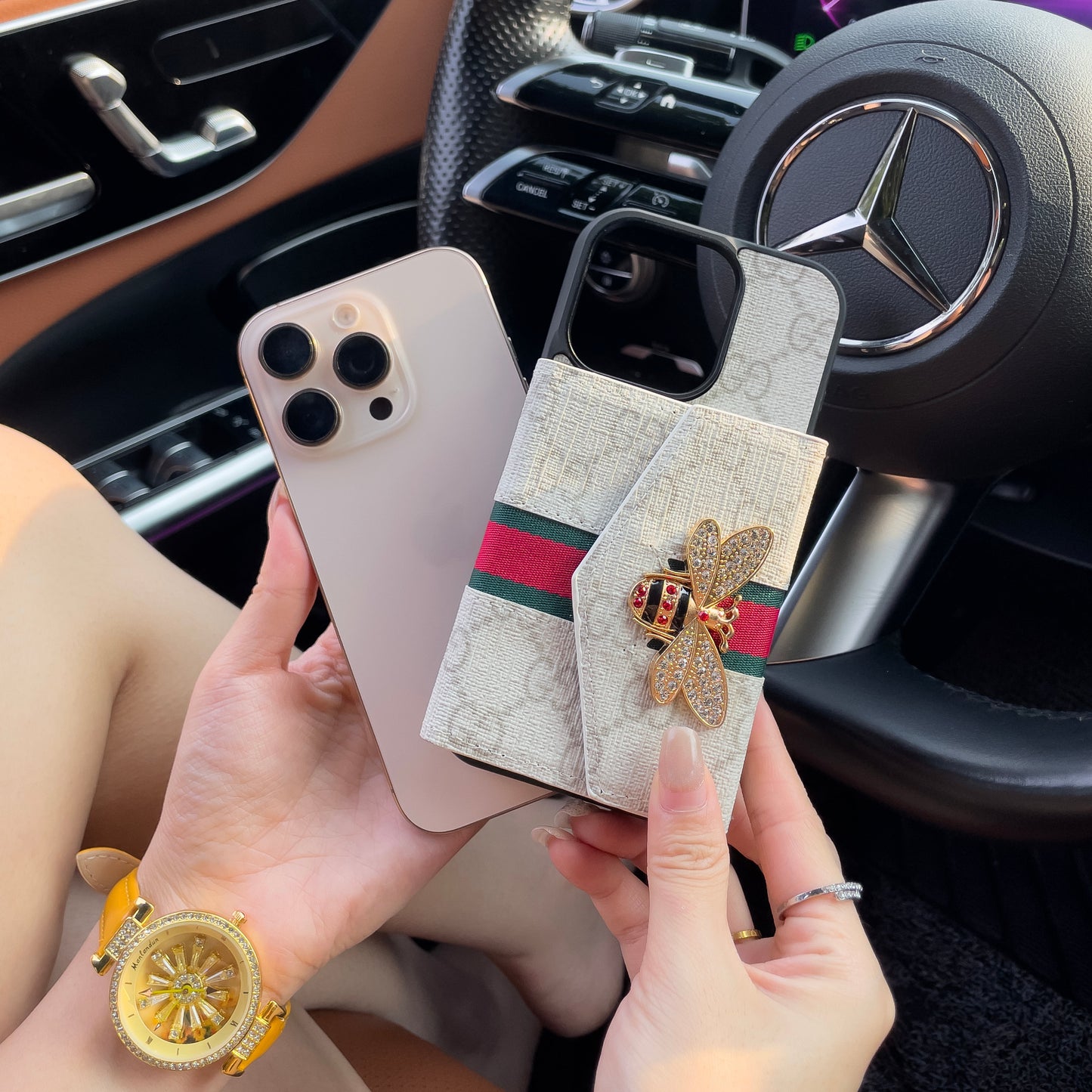 Prémiové pokročilé pouzdro na iPhone Crossbody s držákem karty & řemínkem přes rameno
