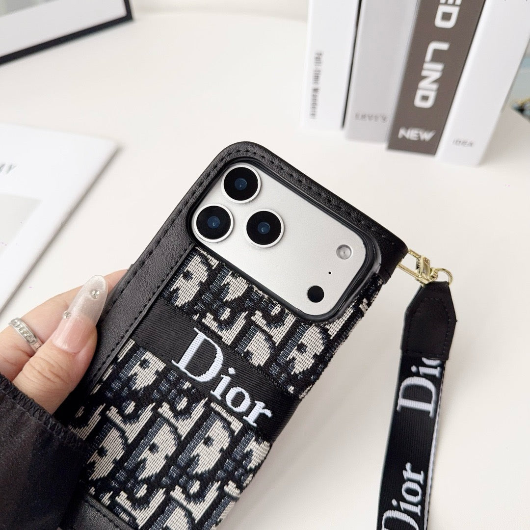 Módní elegantní vzor peněženka pouzdro na iPhone s odnímatelným páskem na zápěstí