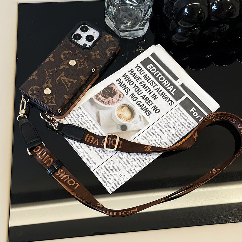 Luxusní Card Bag Řetízek Hnědé pouzdro na iPhone