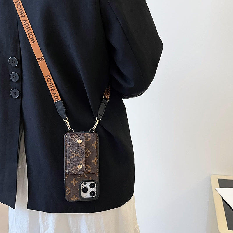 Luxusní Card Bag Řetízek Hnědé pouzdro na iPhone