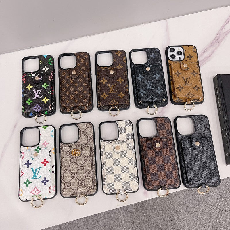 Luxusní Card Bag Klasické barevné pouzdro na iPhone