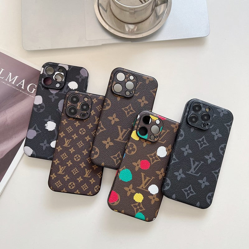Luxusní klasické barevné kožené pouzdro na iPhone