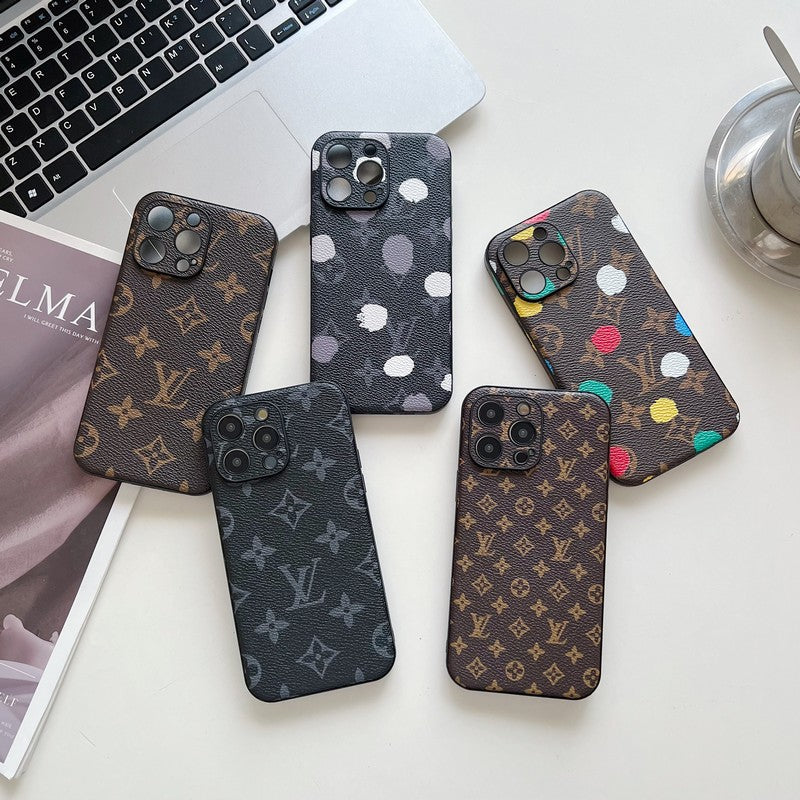 Luxusní klasické barevné kožené pouzdro na iPhone