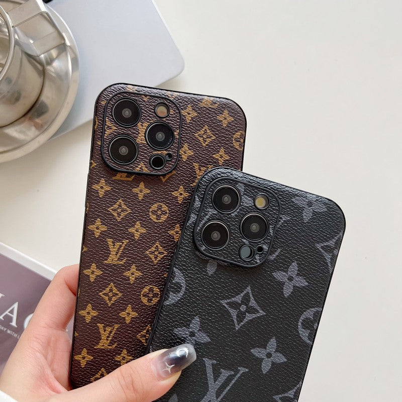 Luxusní klasické barevné kožené pouzdro na iPhone