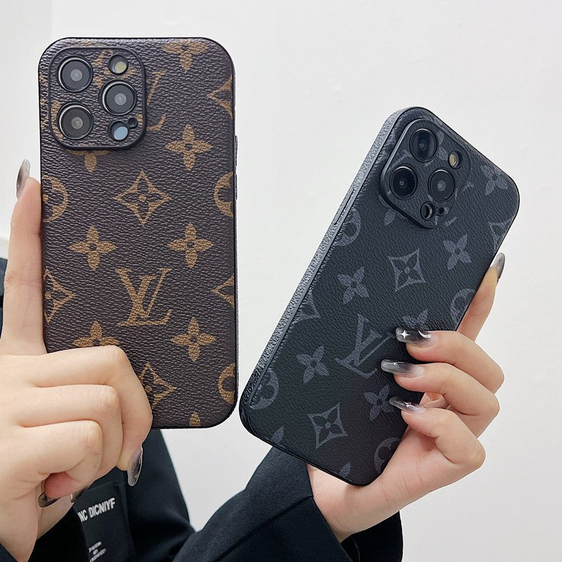 Luxusní klasické barevné kožené pouzdro na iPhone