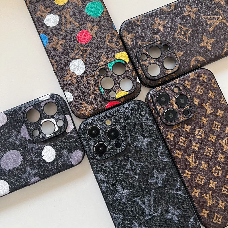 Luxusní klasické barevné kožené pouzdro na iPhone