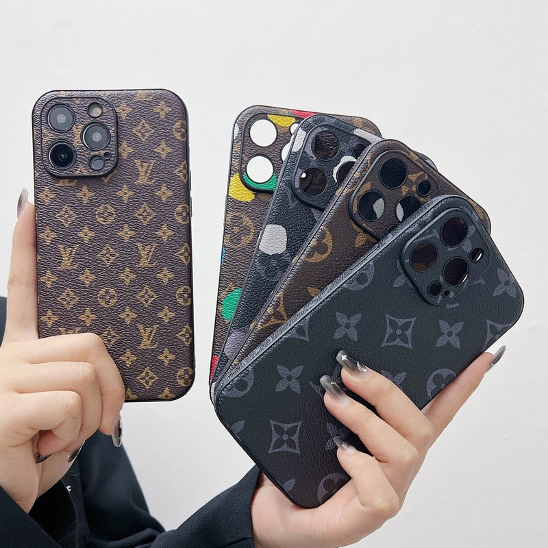 Luxusní klasické barevné kožené pouzdro na iPhone