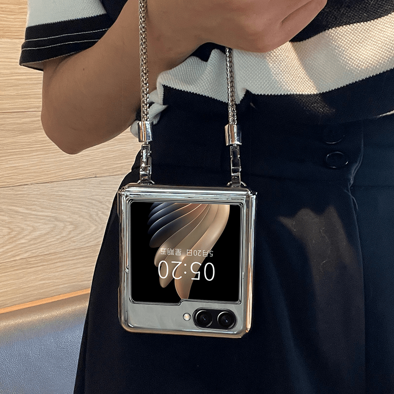 Samsung Makeup Mirror Hand Hopeaketju Galaxy Z Flip 6/5/4/3 Suojakuori