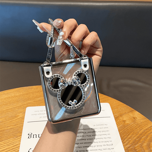 Custodia Samsung Makeup Mirror Hand Silver Chain per Galaxy Z Flip 6/5/4/3