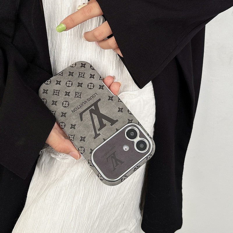 Luxusní hnědé & černé kožené pouzdro na iPhone