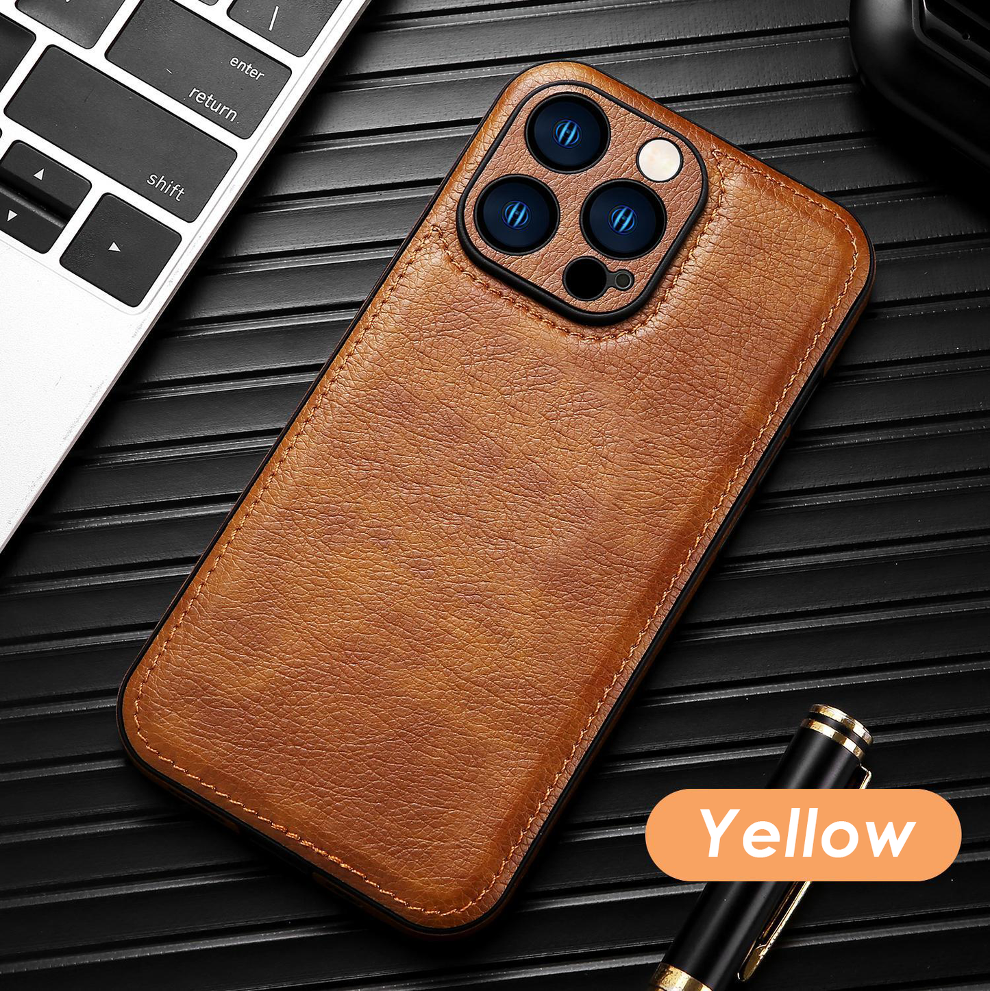 Premium Vintage Leather iPhone Case – Soft Touch Shockproof Protective Cover