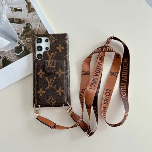 Braune Galaxy-Hülle mit Kartenetui für Samsung