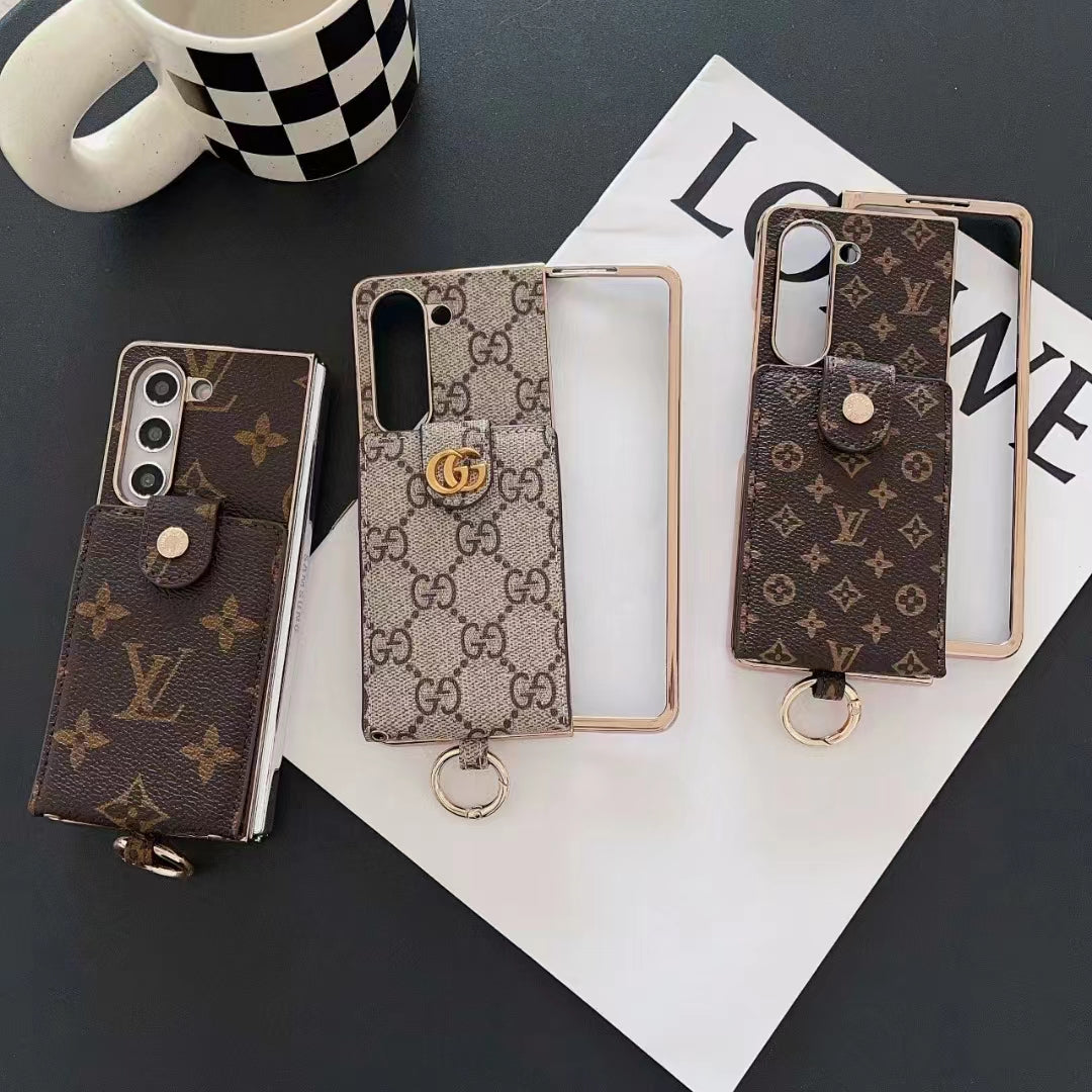 LUXUSNÍ ELEKTROPLICOVACÍ MONOGRAMOVÝ DRŽÁK KARTY CROSSBODY SAMSUNG Z FOLD POUZDRO