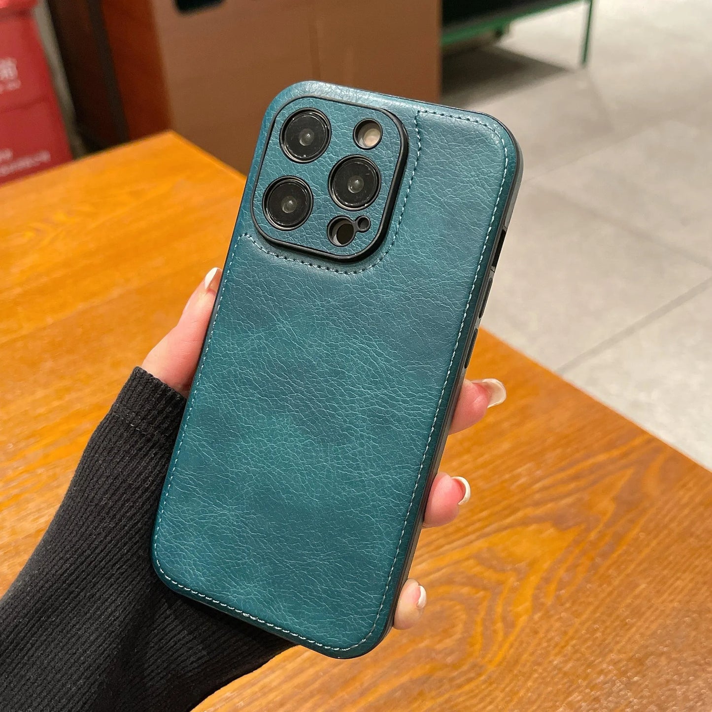 Premium Vintage Leather iPhone Case – Soft Touch Shockproof Protective Cover