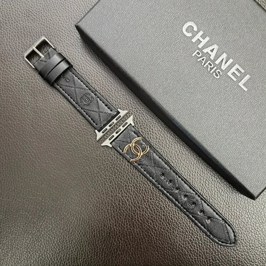 럭셔리 골드 모노그램 3D 양각 가죽 Apple Watch Strap