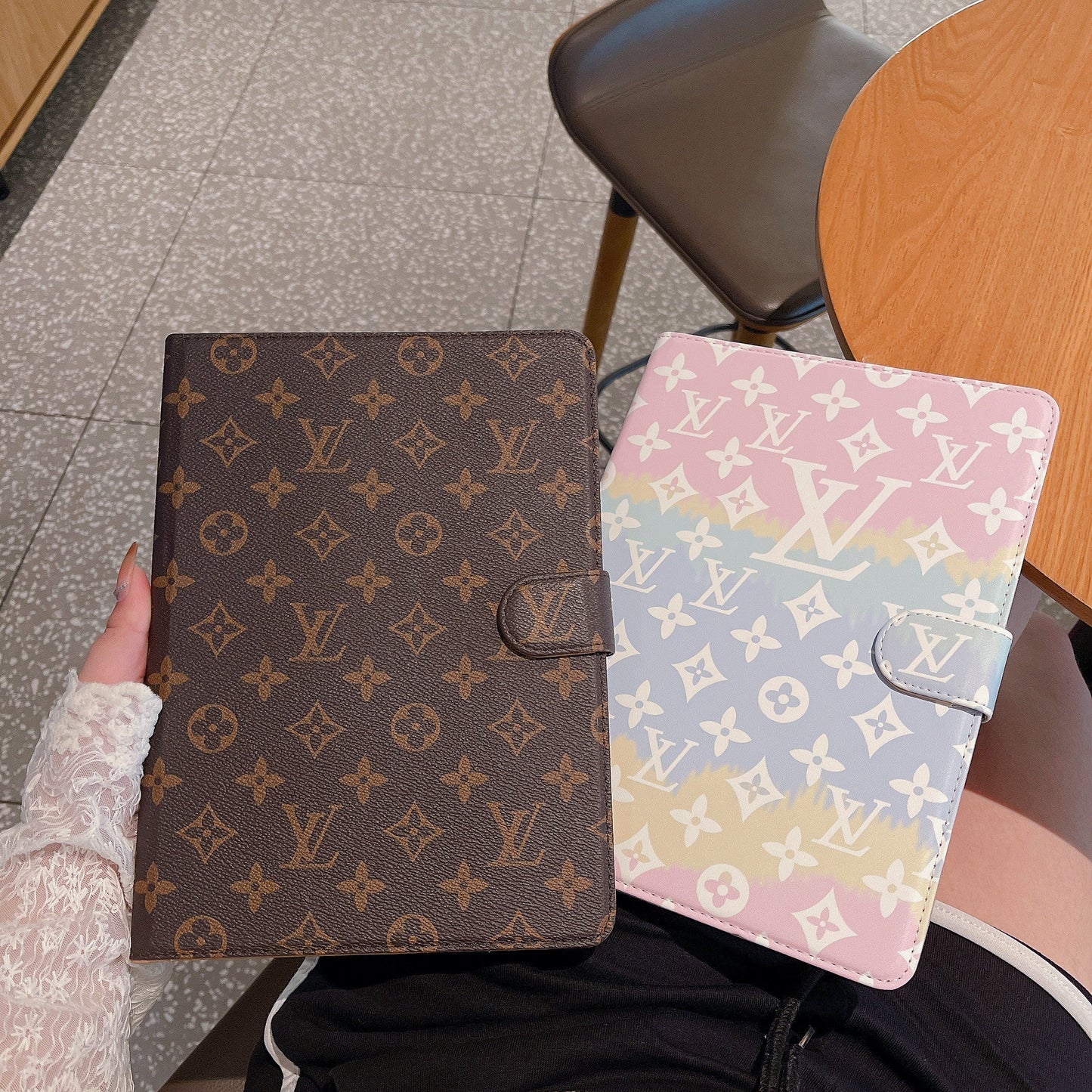 럭셔리 캔버스 모노그램 가죽 산뜻한 여름 테마 패턴 Apple iPad 케이스