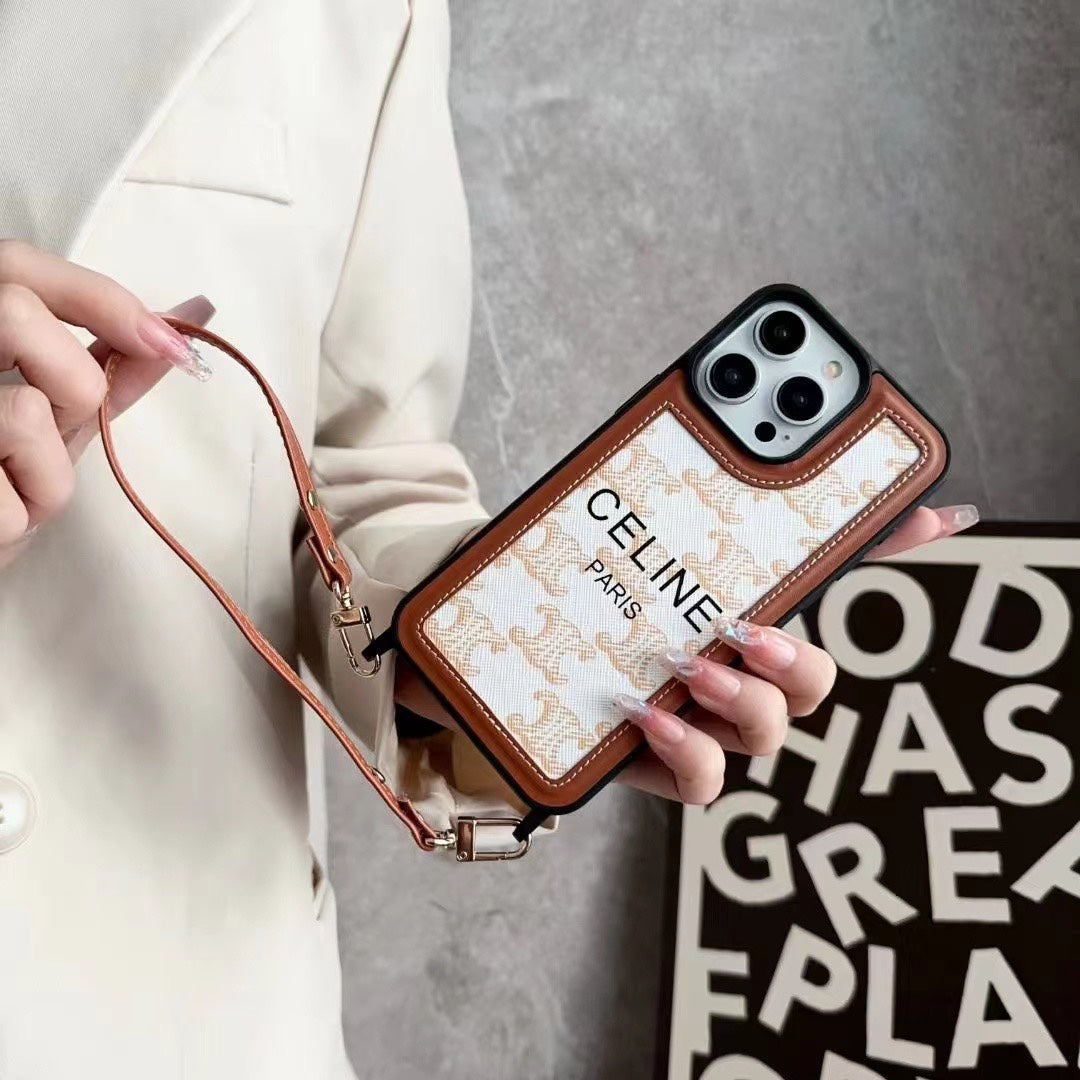 Бела Целине навлака за иПхоне са траком-СЗ231124