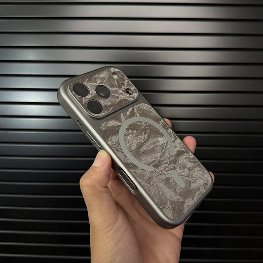 Prémiové kožené pouzdro na iPhone kompatibilní s MagSafe s povrchovou úpravou Snow Texture