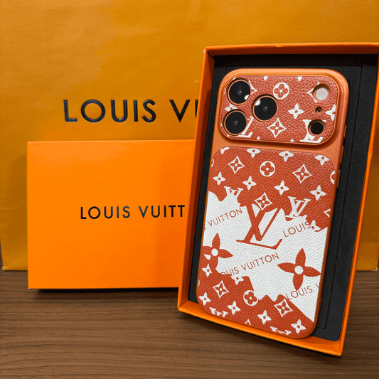 Monogram läderfodral för iPhone i illustrationsstil