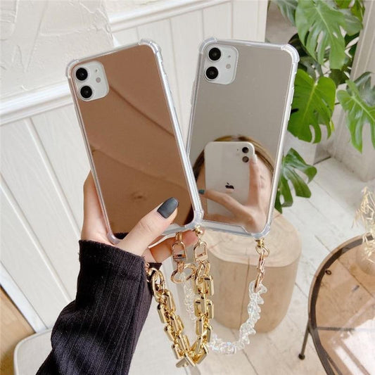 Pouzdro na iPhone se zrcadlovým řetízkem Fashionista