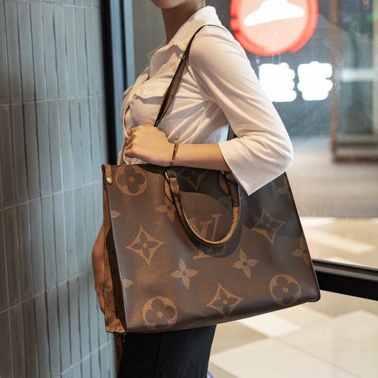 Luxe Monogram Läder Tote BagHandväska