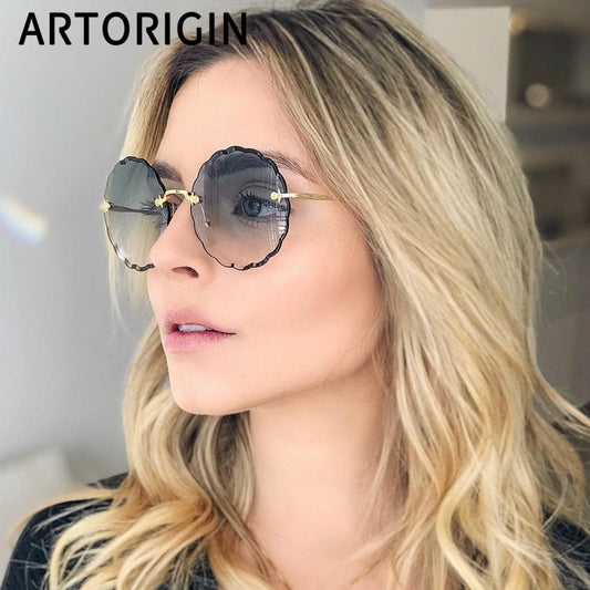 Lunettes de soleil rondes de luxe femmes marque concepteur lunettes de soleil sans monture pour femme teinte mode Rosie lunettes