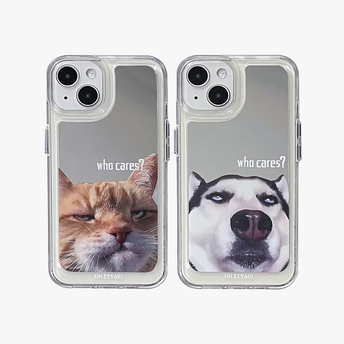 Zrcadlové pouzdro na iPhone | Pár koček & Dogs Who Cares (kupte 2 a získejte 50% slevu na jeden)