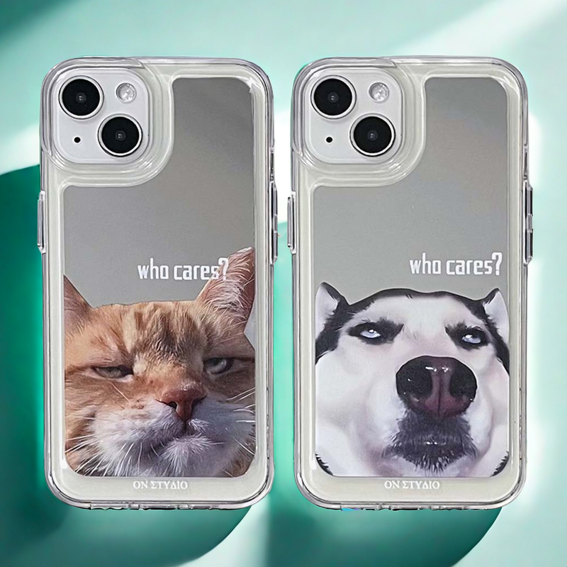 Zrcadlové pouzdro na iPhone | Pár koček & Dogs Who Cares (kupte 2 a získejte 50% slevu na jeden)
