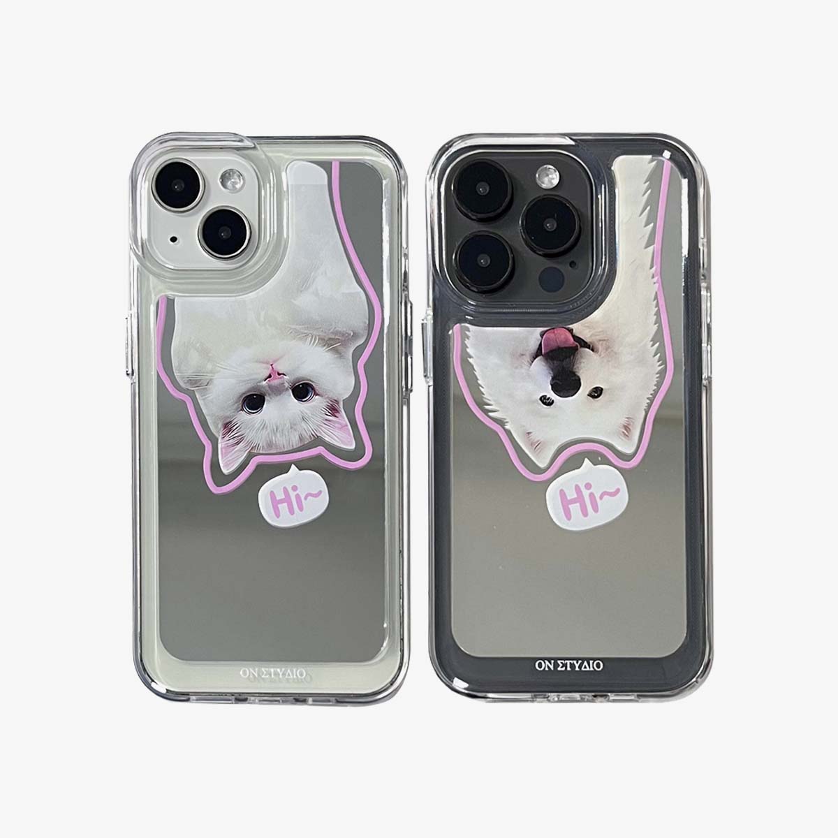 Zrcadlové pouzdro na iPhone | Couple Cats & Dogs Ahoj (kupte 2 a získejte 50% slevu na jeden)