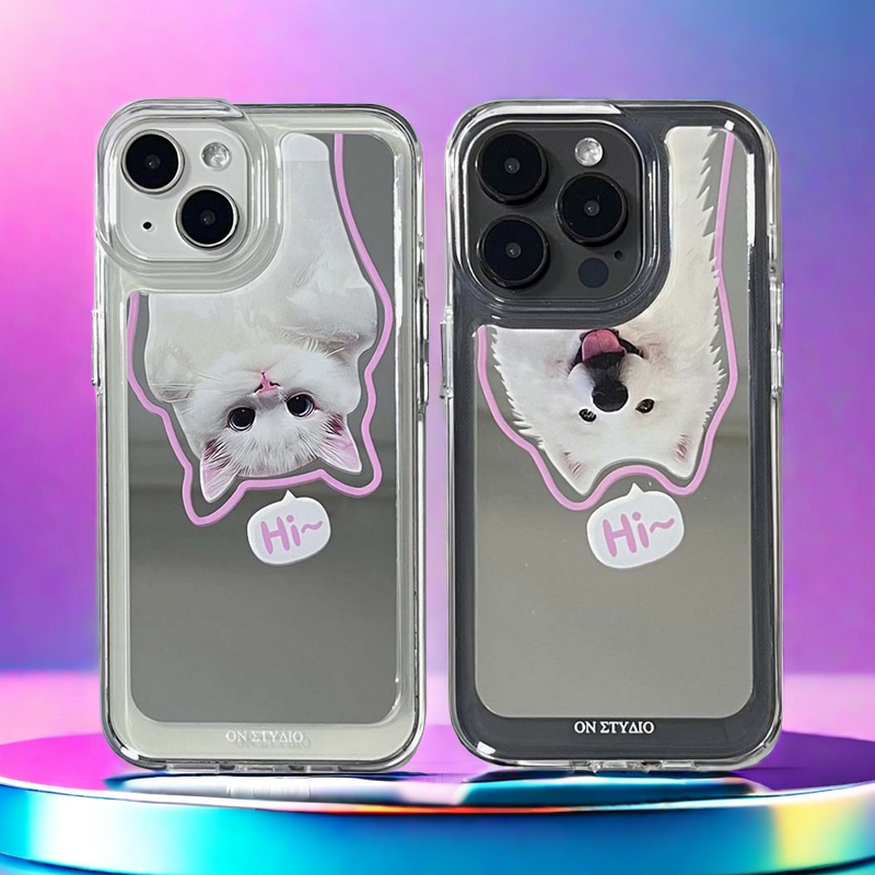 Zrcadlové pouzdro na iPhone | Couple Cats & Dogs Ahoj (kupte 2 a získejte 50% slevu na jeden)