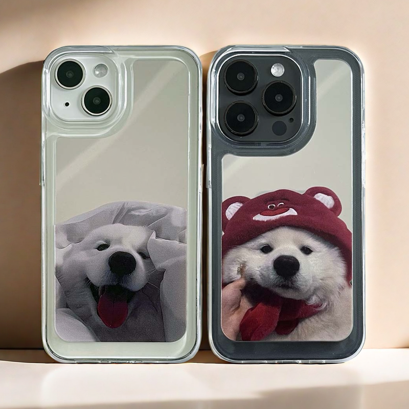 Zrcadlové pouzdro na iPhone | Pár samojedů (kupte 2 a získejte 50% slevu na jeden)