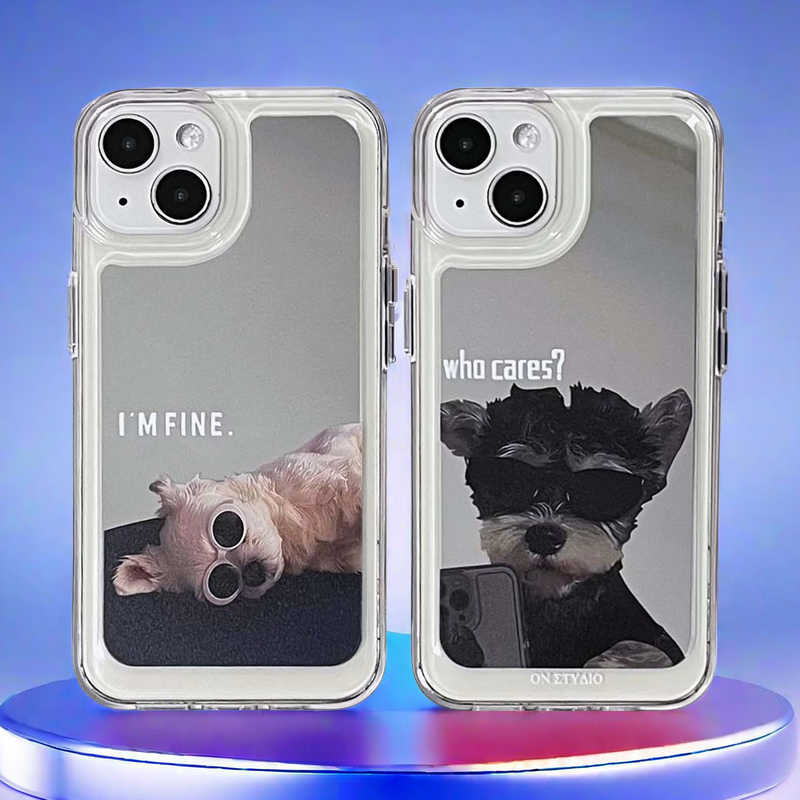 Zrcadlové pouzdro na iPhone | Couple Dogs I Am Fine (kupte 2 a získejte 50% slevu na jeden)